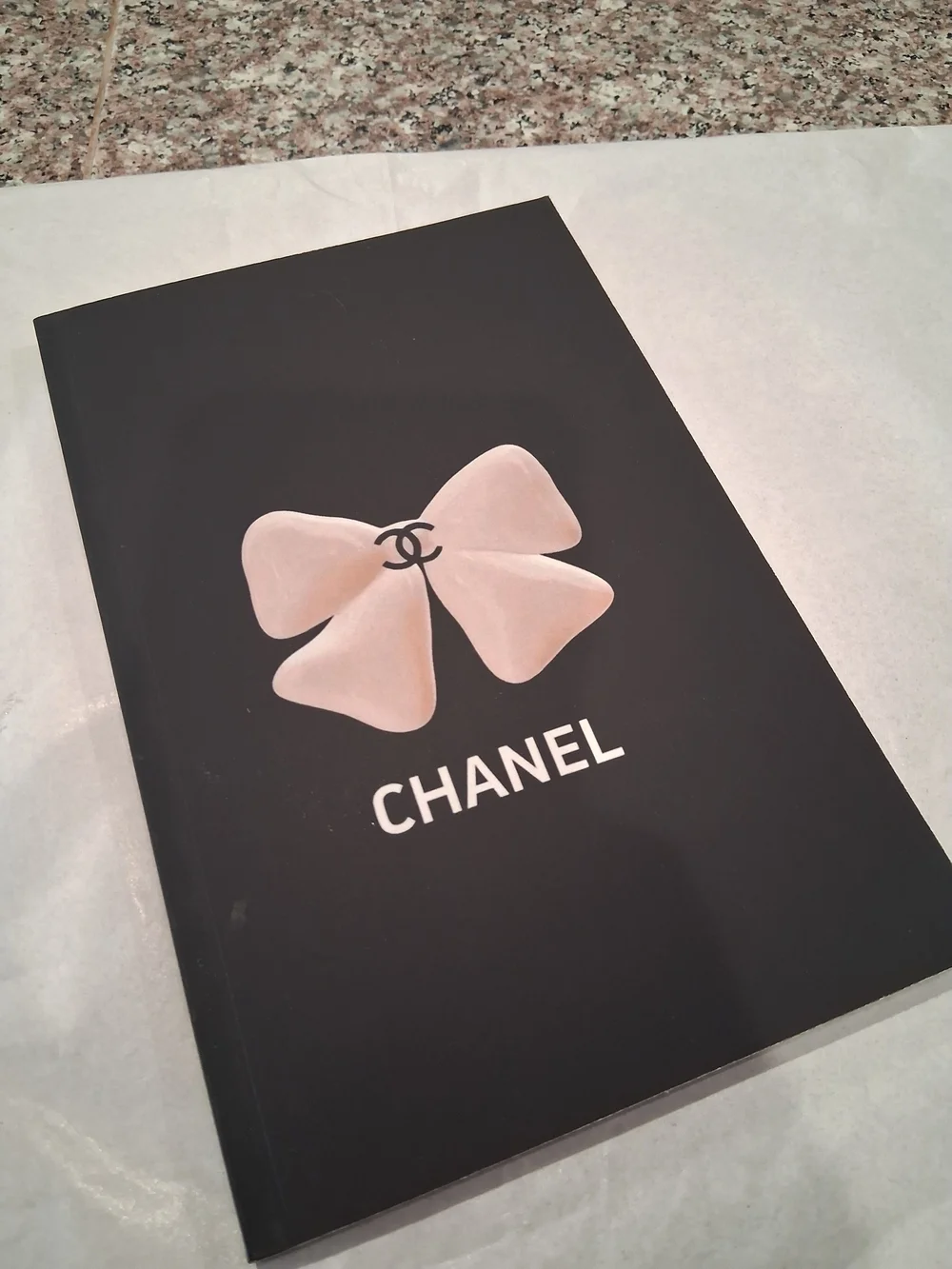 Designer inspired Black Notebook with Cream Bow Logo.New